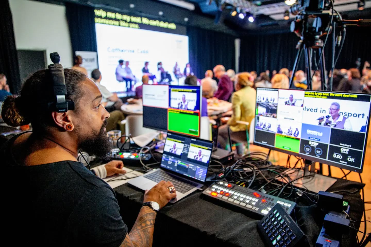Troy directing a multi-camera production at the live mixing desk